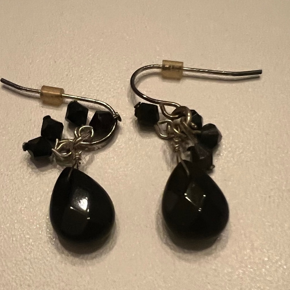 Black tear drop earrings